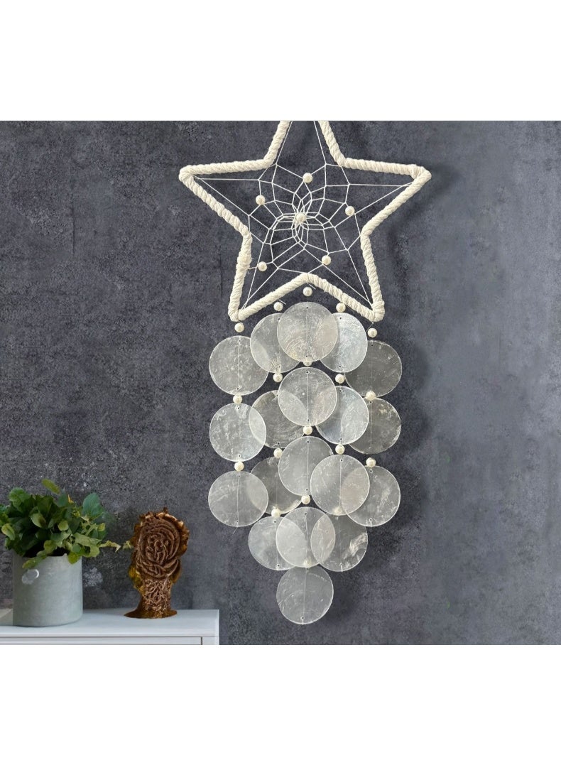 الواحة-TH زينة أجراس الرياح المصنوعة من الأصداف، وصائد الأحلام، وأقراص اللؤلؤ، وزينة النوافذ، ونجوم أجراس الرياح، وزينة النوافذ والجدران والغرف والباحات والشرفات. - Image 1